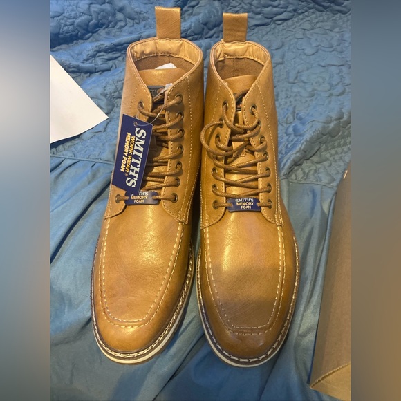 Smith's Workwear Austin Men's Vegan Leather Lace Up Ankle Boots in Tan Size 10 - Picture 4 of 7